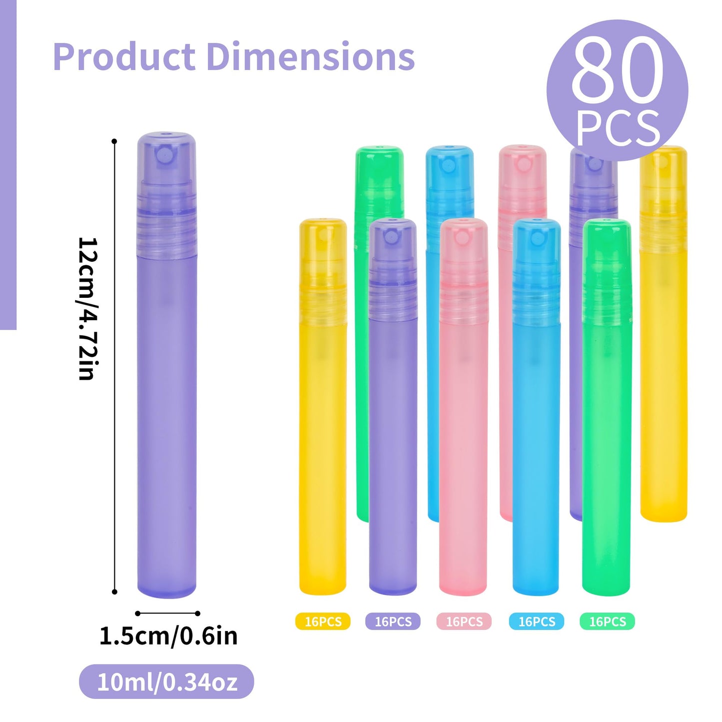 Axigundaone 80 Pcs 10 ml Plastic Perfume Bottles,Colorful