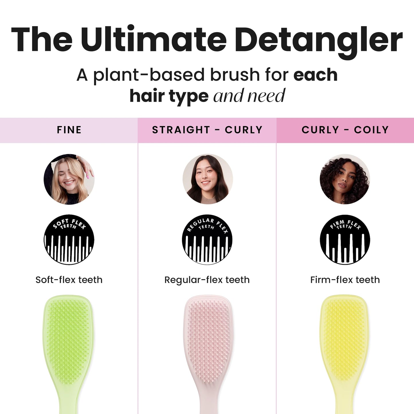 Tangle Teezer Plant-Based Ultimate Detangler Brush, Dry & Wet Hair Brush, Eliminates Knots & Reduces Breakage for Curly to Coily, 3C to 4C Hair Types, Pastel Yellow