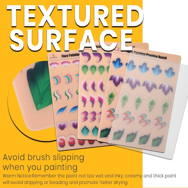 Face Painting Practice Board Set - 4 Reusable Colorful Templates | A4 Size Makeup Exercise