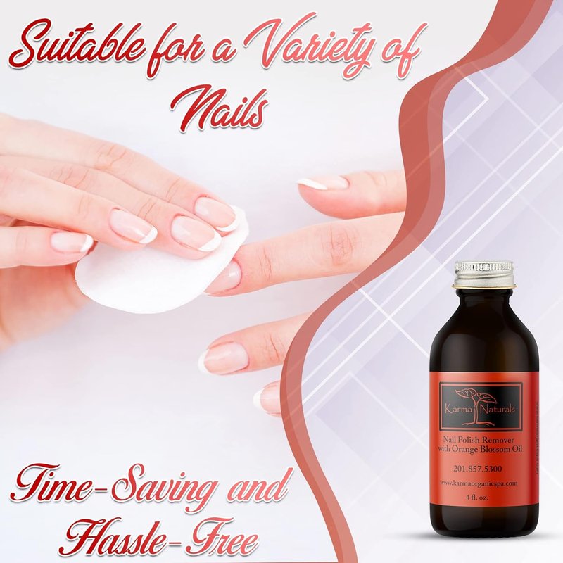 Organic Nail Polish Remover Bundle - Natural Rose Oil & Orange Blossom Scent | 4 Fl Oz Each