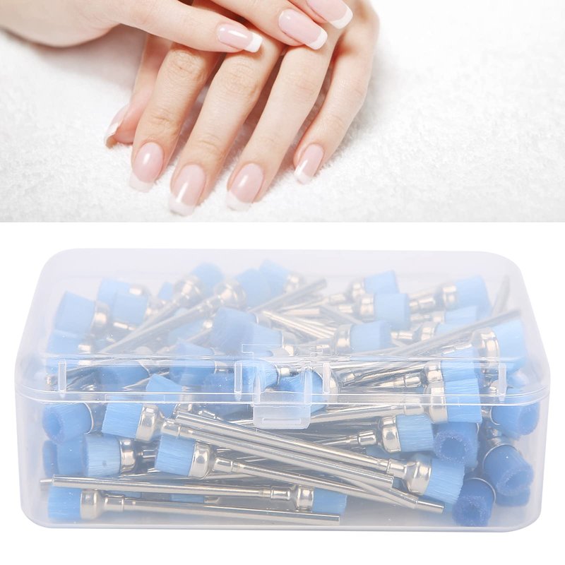 100pcs Nail Drill Bit Cleaning Brush, Dust Remover Manicure Tool Accessory Nail Dust Brush Accessory Manicure Pedicure Home Use (Blue)