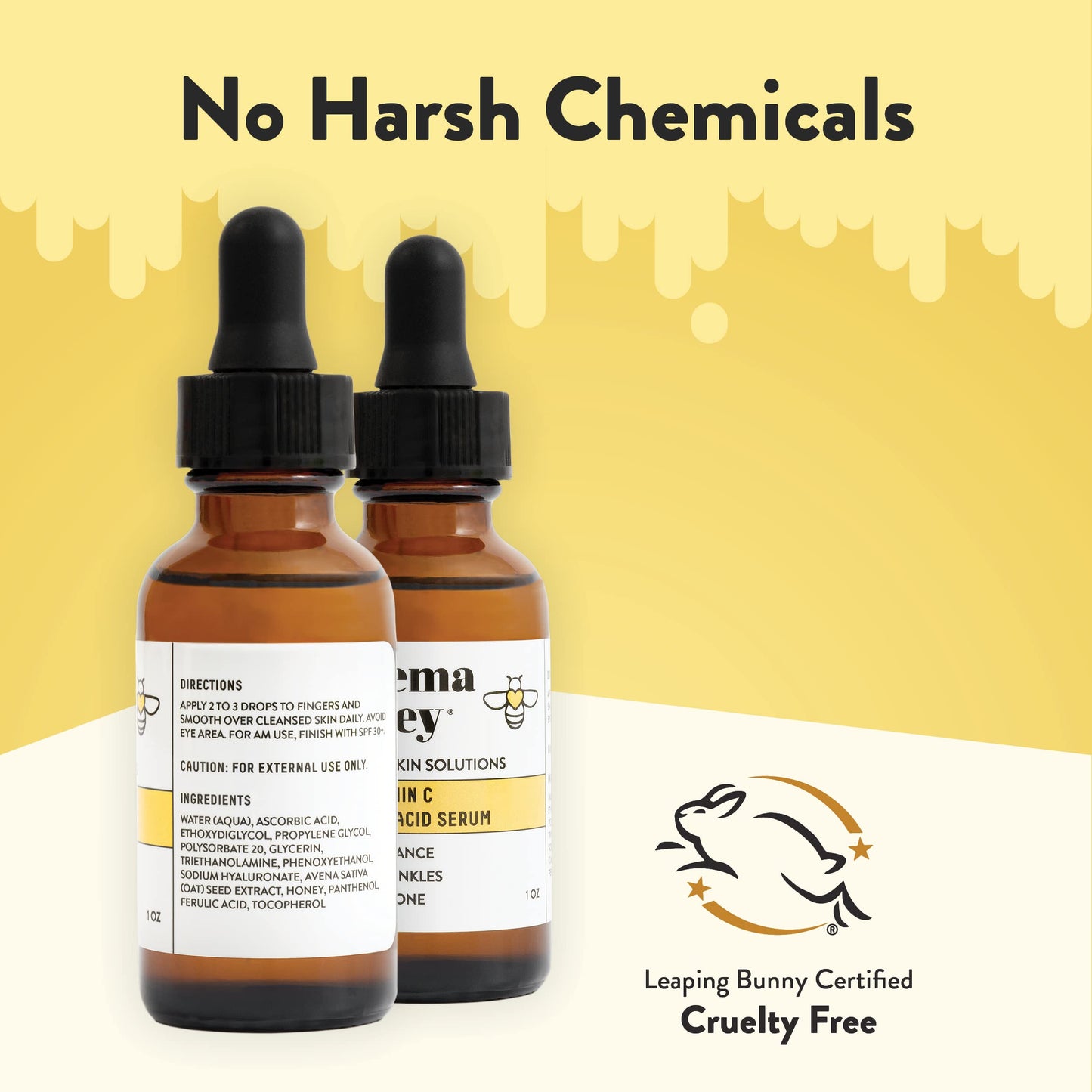 ECZEMA HONEY Multi Peptide Eye Cream & 15% Vitamin C + Ferulic Acid Serum - Bundle for Sensitive & Dry Skin - Cruelty Free