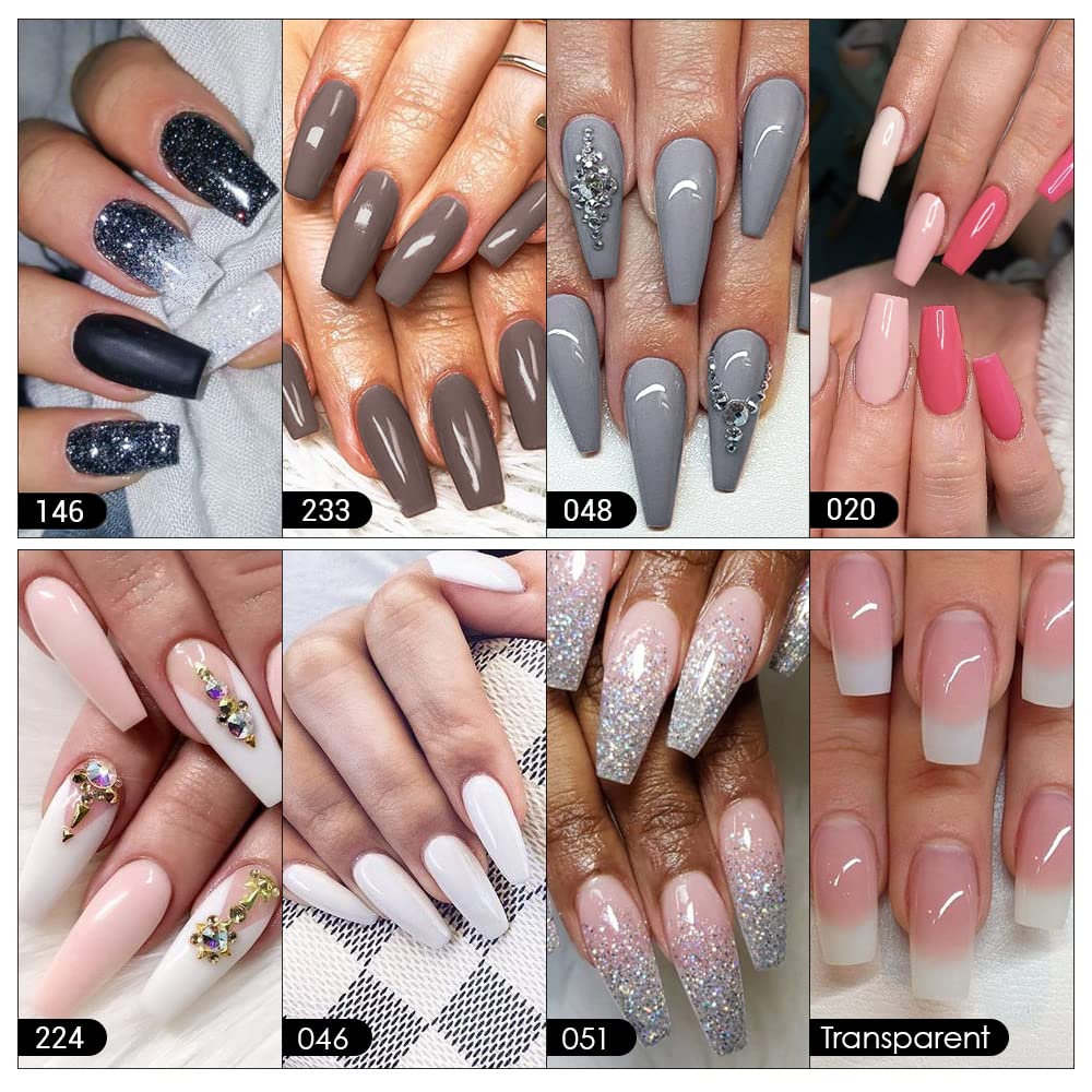 17Pcs Dip Powder Nail Kit Starter, AZUREBEAUTY 8 Color Nude Clear White Classic Nail Dip Powder Kit System With Base Top Coat Ativator Brush Saver for French Nail Art