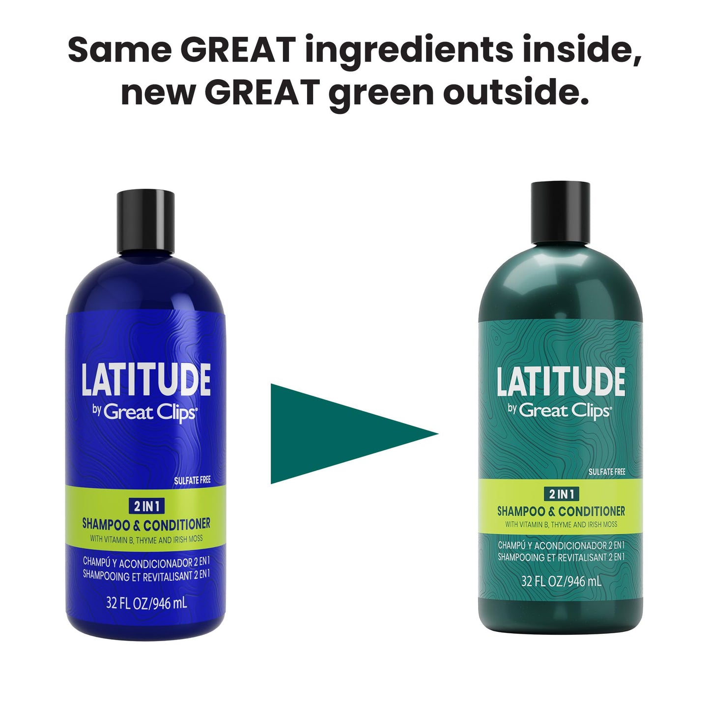 GREAT CLIPS LATITUDE 2-in-1 Shampoo + Conditioner | Daily Shampoo and Conditioner Set for Men | Promotes Full + Healthy Hair | 32oz | Packaging May Vary