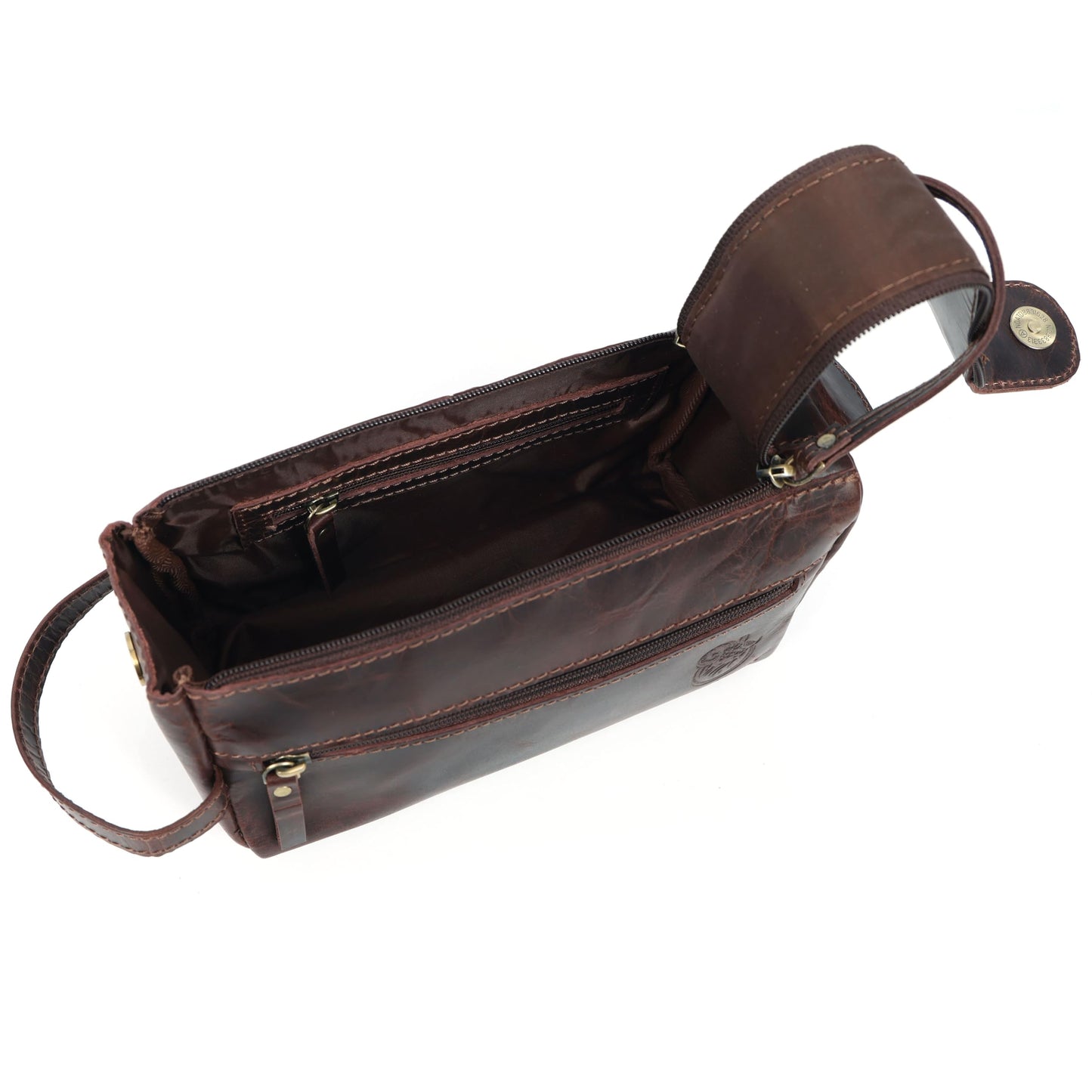 leather castle Toiletry Bag | Leather Dopp Kit for Men & Women – Water-Resistant, Durable & Stylish – Travel Organizer with Multiple Compartments | Grooming Essentials, Shaving & Makeup Pouch (Brown)