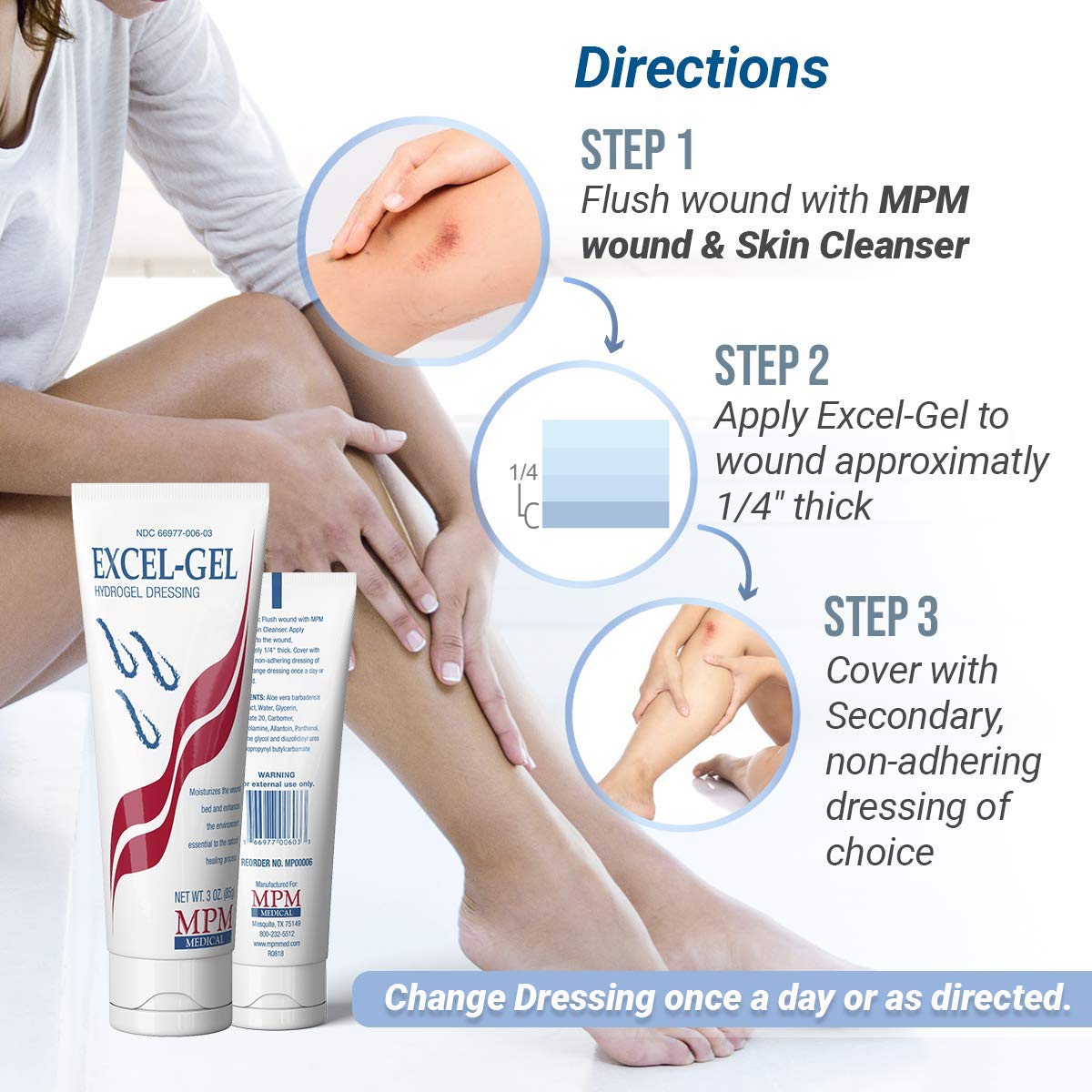 MPM Medical Radiaplex Rx Wound Gel Dressing with Hyaluronic Acid, Treatment of Reactions to Radiation, Manage Skin Wounds, 6oz Tube (2 Pack) - Include (1) Free 0.5oz Samples