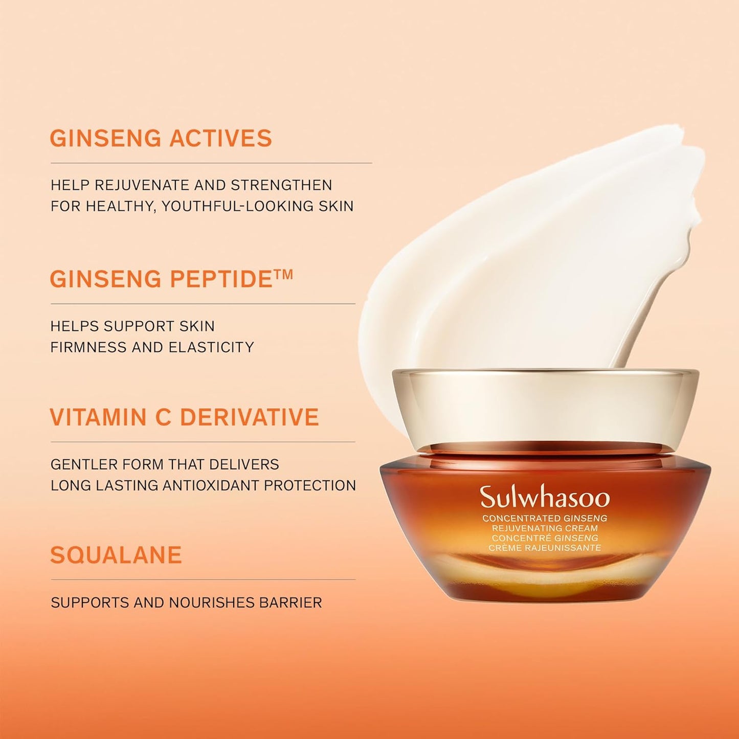 Sulwhasoo Concentrated Ginseng Rejuvenating Cream - Anti-Aging Moisturizer with Peptides & Vitamin C | Deep Hydration for Wrinkles