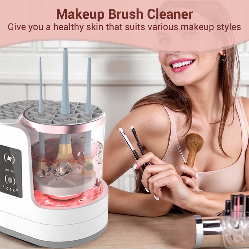 3 IN 1 Electric Makeup Brush Cleaner Machine With Makeup Brush Dryer Holder Portable Automatic USB Cosmetic Brushes Cleaner Tool for All Size Beauty Makeup Brush Set,Contour, Eyeshadow, Blush Brush