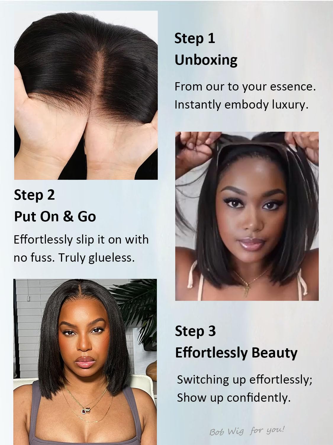 Rolisy Wear and Go Glueless Wigs Human Hair Pre Plucked Pre Cut Middle Part Bob Wig Human Hair 5x5 HD Lace Closure Wig Glueless Short Bob Straight Wigs For Black Women Natural Black 10Inch