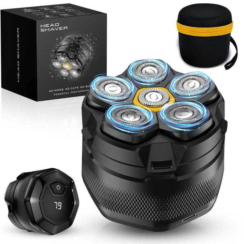 GLLAVA Head Shaver for Bald Men, 10,000 RPM High-Speed Electric Razor, Innovative 6D Magnetic Floating Heads, IPX8 Waterproof Wet/Dry Shaving Kit with LED Display & EVA Travel Case