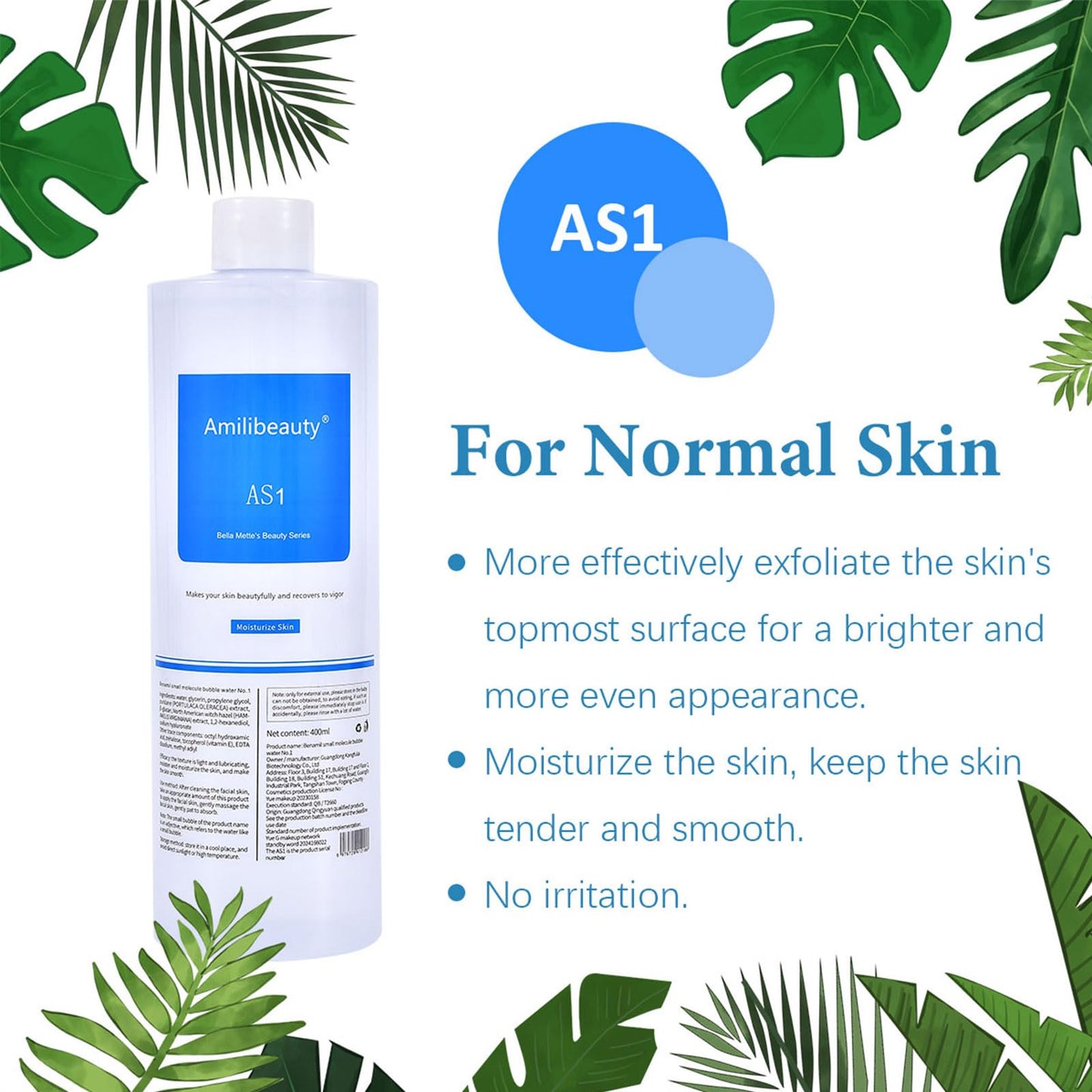 REEOOH Serums AS1 SA2 AO3, 400ml Peeling Solution Salon Skin Scrub, Facial Cleansing Moisturizing Skin Care, for Small Bubble Skin Care Facial Mask Machine, Ideal Gift for Women