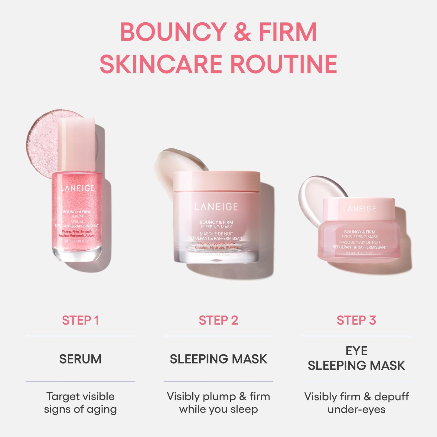 LANEIGE Bouncy & Firm Mini Skin Treats: Skincare Gift Set for Visibly Plump, Firm, & Glowing Skin