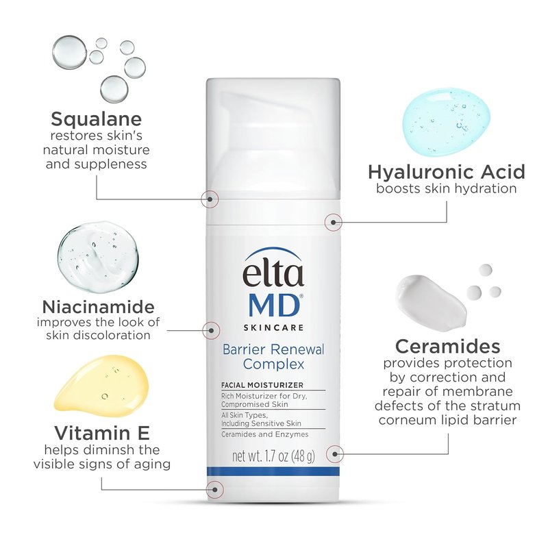 EltaMD Barrier Renewal Complex Face Moisturizer - Hydrating Cream for Dry & Sensitive Skin Types | 1.7 oz