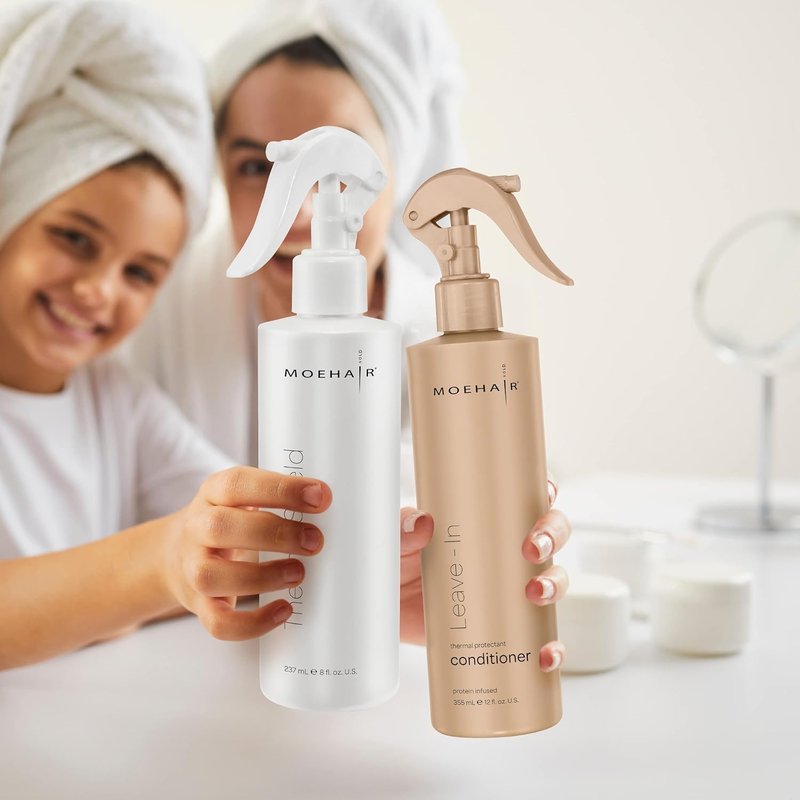 Moehair Heat Protectant Spray & Leave-In Conditioner - Nourishing Hair Care | 8 Fl. Oz & 12 Fl. Oz