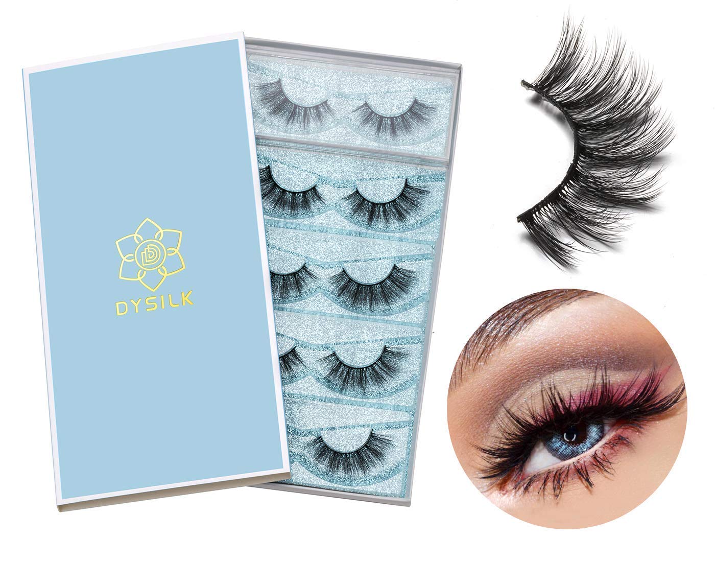 DYSILK Mink Eyelashes Faux 6D Natural Volume False Eyelashes 5 Pairs and Mink Lashes Faux 10 Styles Mixed Fake Lahses