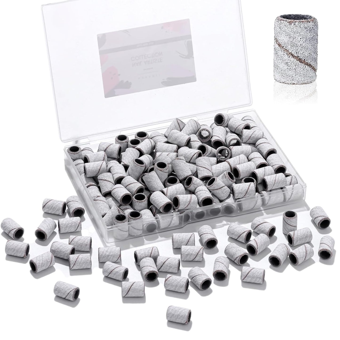 Sanding Bands for Nail Drill - 100 Pcs Medium Grit #180 | Durable Acrylic Nail File Bits, White