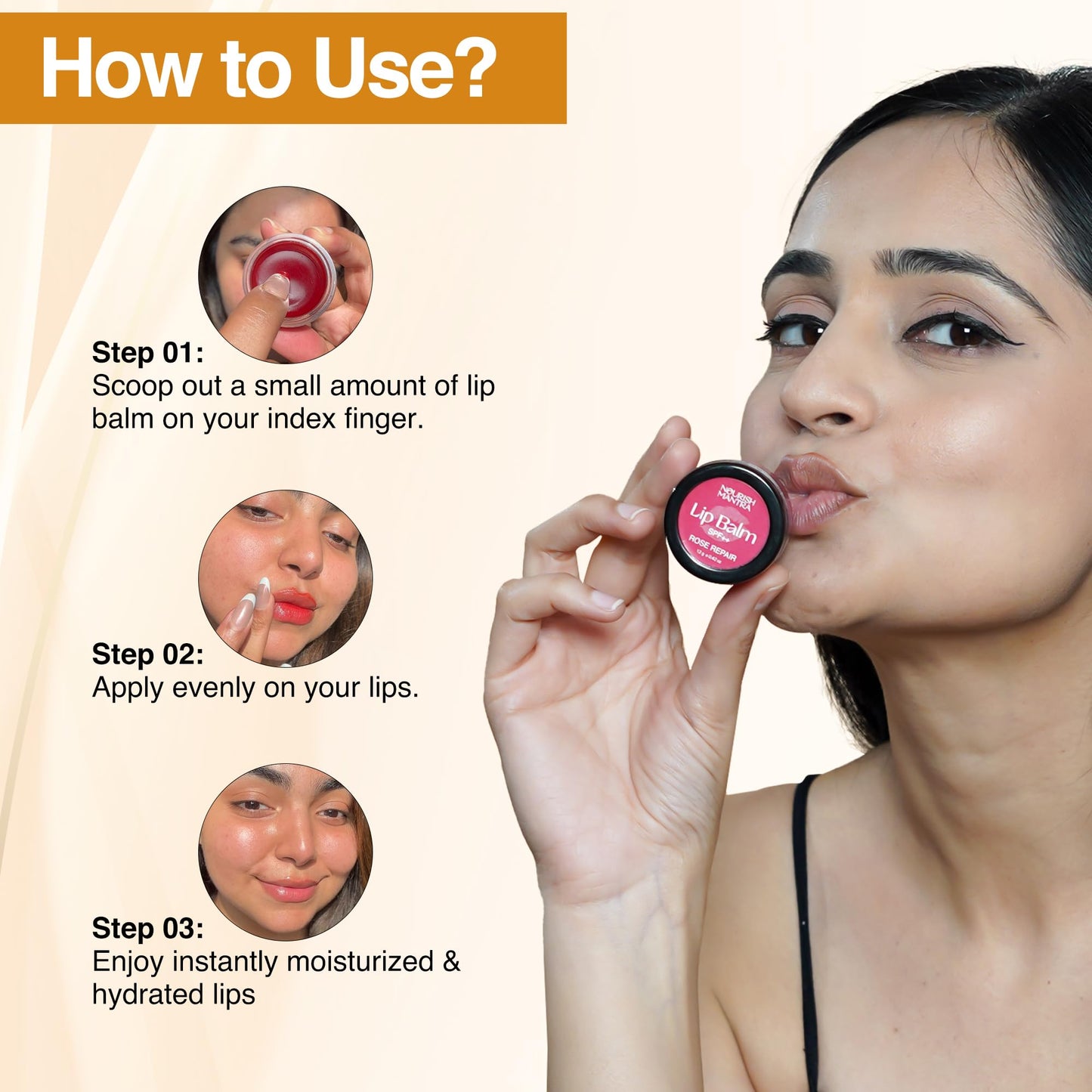 Nourish Mantra Rose Repair Lip Balm with SPF | Made with Rose Extracts, Olive oil, Shea Butter, Vitamin E & Avocado Oil | For Dry, Chapped and Dark Lips | Best for Both Women and Men | 12g
