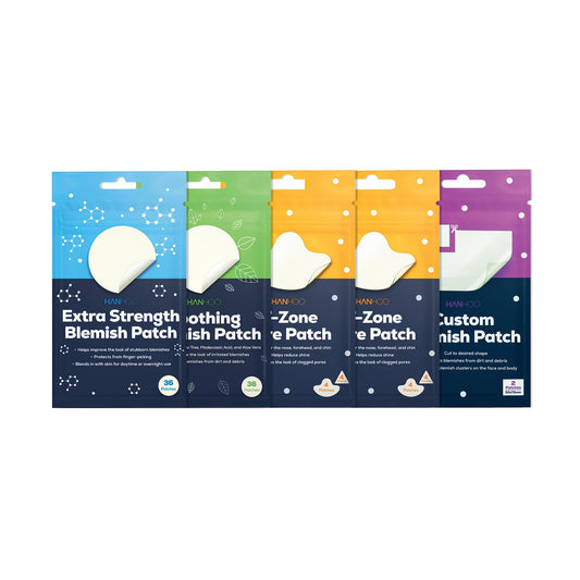 Hanhoo Soothing Extra Strength Blemish Patch, Face & Body, and T-Zone Pore Patch Bundle, 90 Total Patches with Salicylic Acid, Tea Tree, and Aloe, Blackhead and Acne Treatment