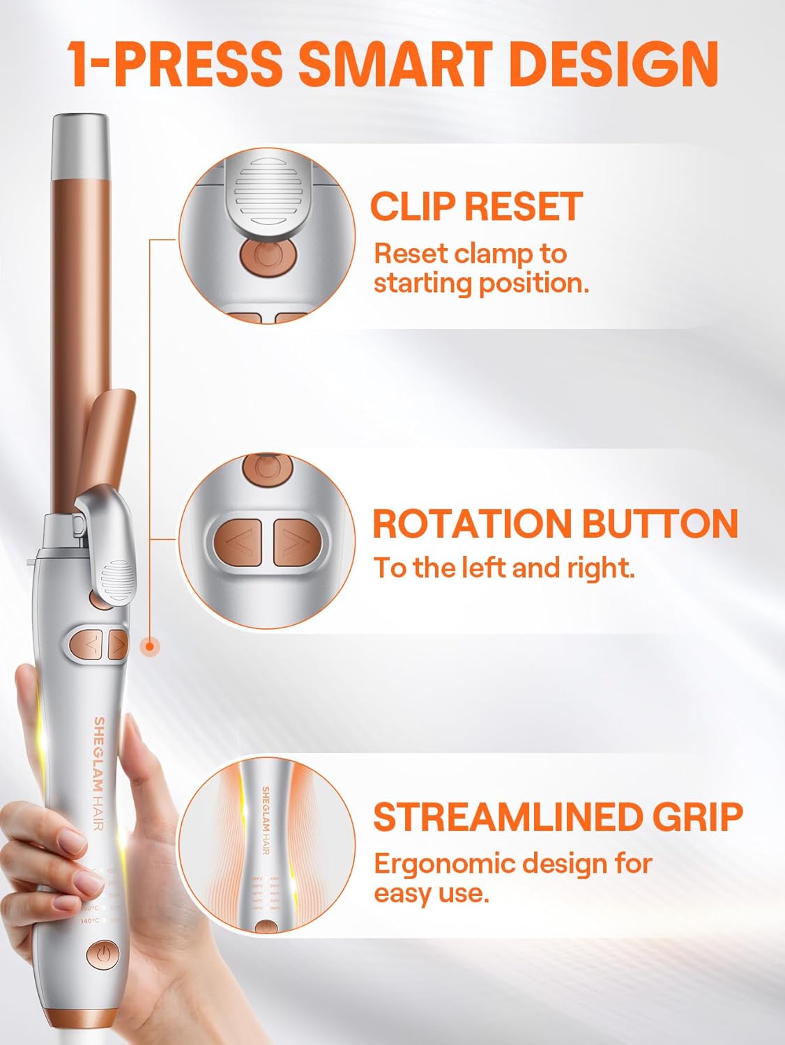 Automatic Curling Wand - 1 Inch Rotating Curling Iron for Long Hair | Self-Spinning Barrel up to 430°F