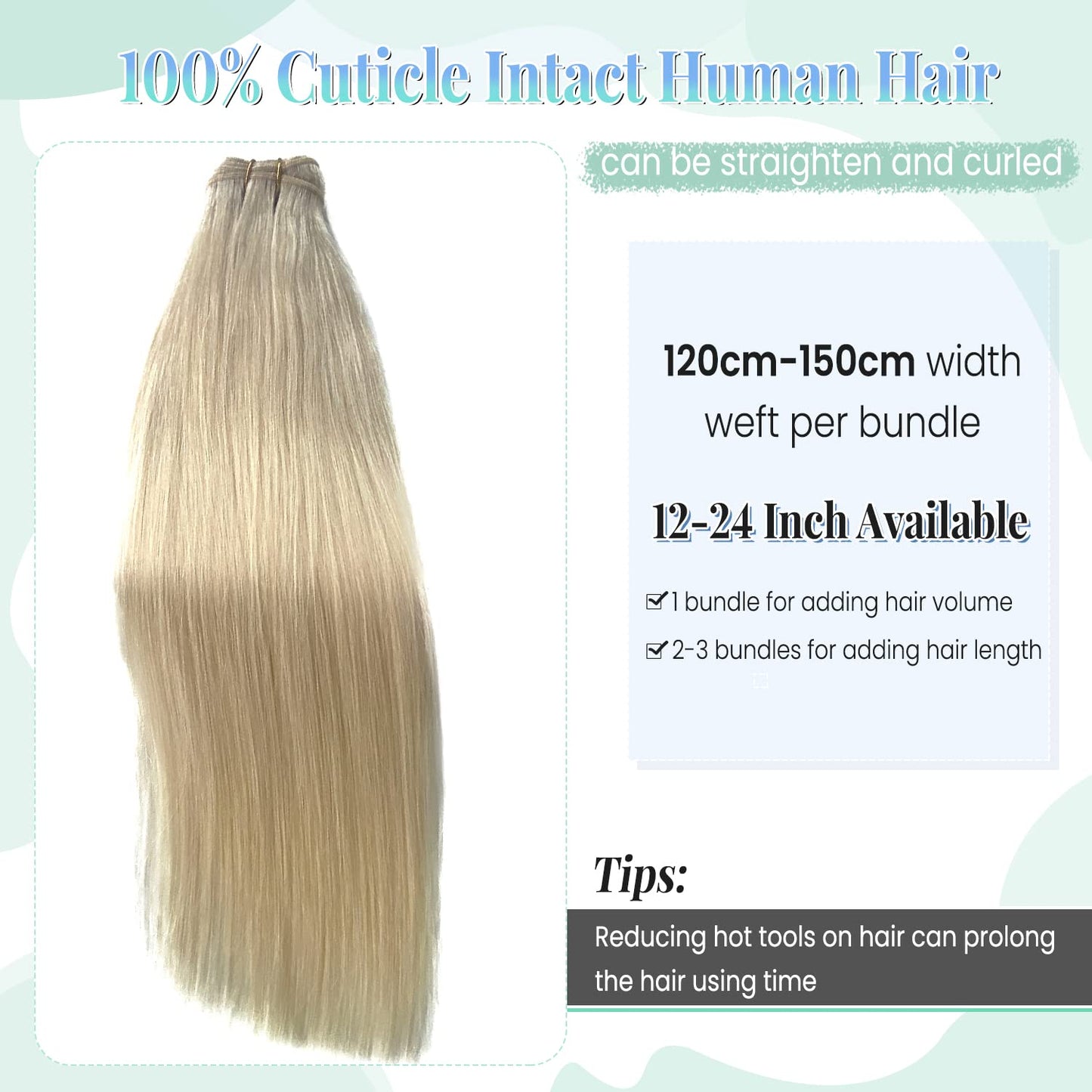 Sew in Hair Extensions Real Human Hair, Blonde Weft Hair Extensions Human Hair, 14 Inch 80G Hand Tied Weft Hair Extensions Human Hair Bundles Weave Extensions for Women