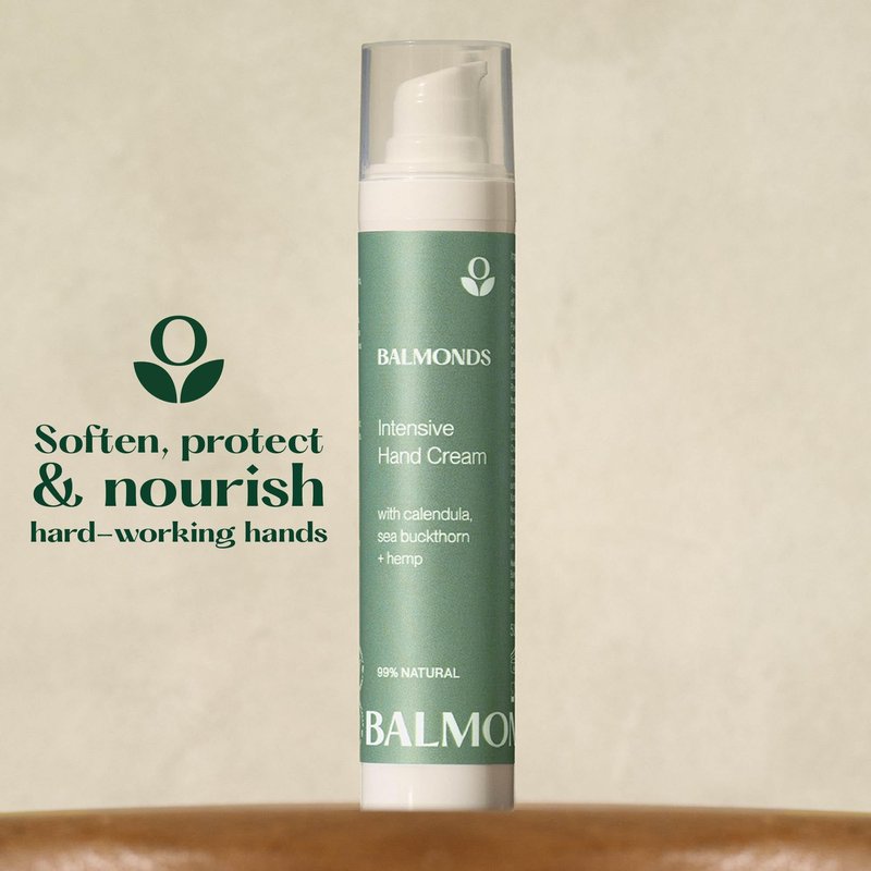 Balmonds - Intensive Hand Cream - 3.5oz. (100ml) - 100% Natural Hand Lotion For Dry Hands - Fragrance Free - Vegan & Cruelty Free - All Skin Types