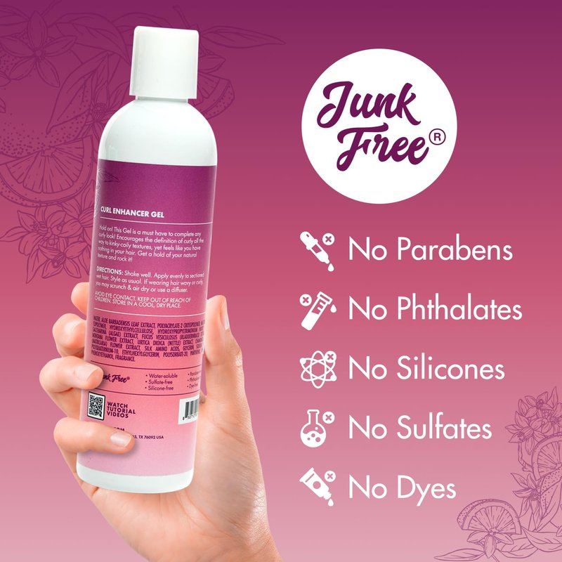 Curl Enhancer Gel - Define Curly & Coily Hair | Lightweight Anti-Frizz Formula with Aloe & Sea Botanicals (Citrus Medley, 8oz)