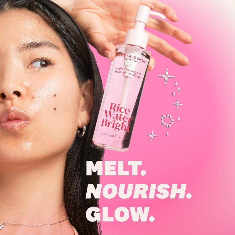 Rice Water Bright Double Cleansing Duo Set - Korean Skin Care | Hydrating Face Wash & Pore Control Oil