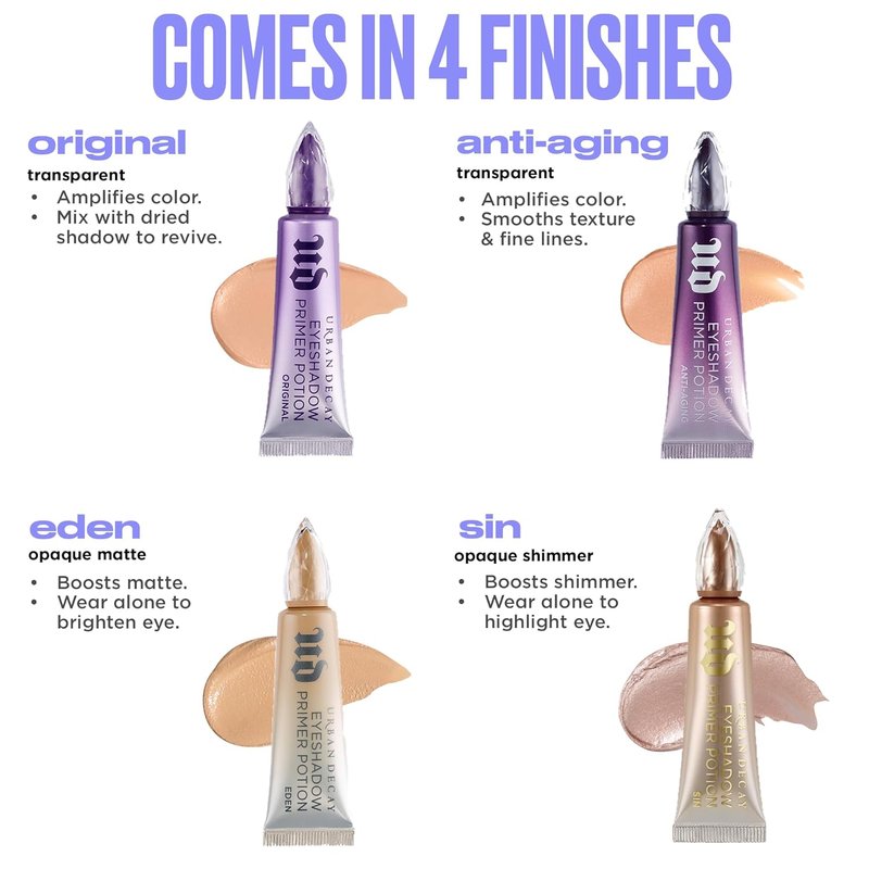 Urban Decay Shimmer Eyeshadow Primer Potion - Champagne Shimmer Eye Primer for Long-Lasting, Crease-Resistant Makeup | Vegan, All Skin Tones