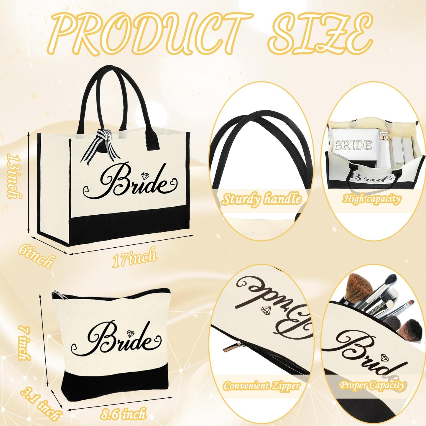 Tkifoda Bride to Be Gifts, Bridal Shower Wedding Gifts, Bride Tote Bag I Do Slippers Robe Hair Clip for Wedding Day