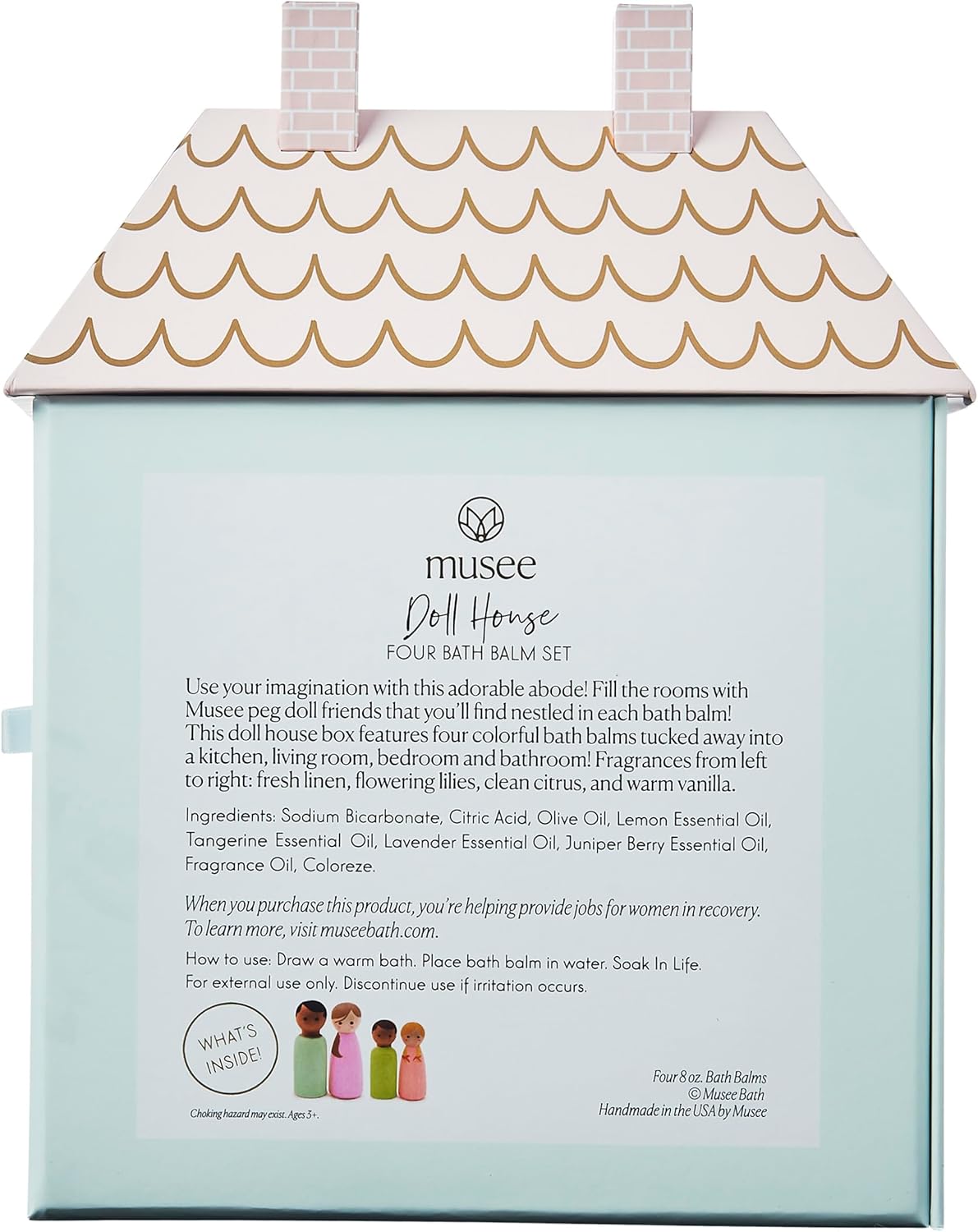 Musee Dollhouse Bath Balm Set - 4x8oz Handmade Bath Bombs | Cruelty-Free & Kid-Friendly Bubble Bath