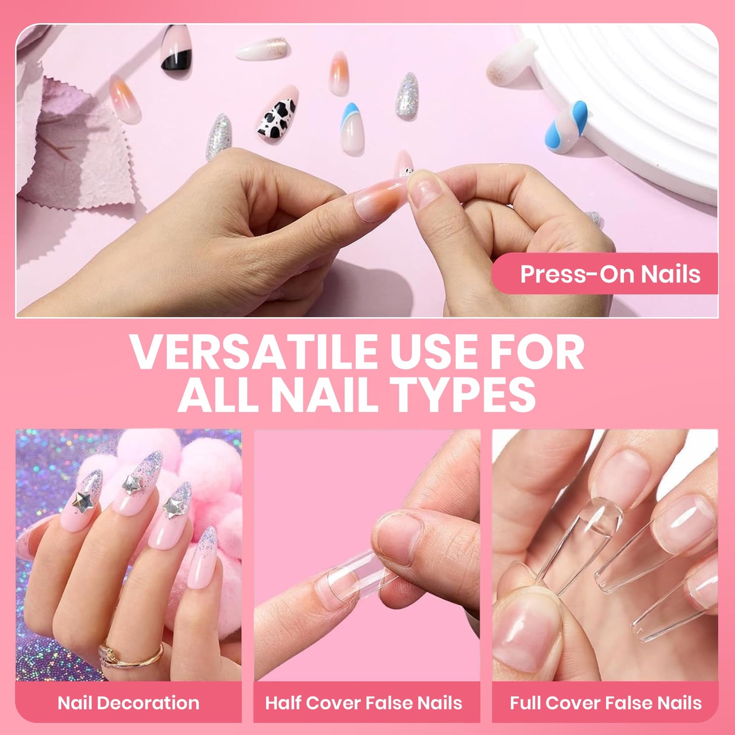 GALSPRO Strong Brush On Nail Glue for Press Ons - 2 Pack, 7.0 ml (0.25 Fl Oz) Each, Professional, Extra Strength & Long Lasting Nail Glue for Fake Nails with Fine Applicator
