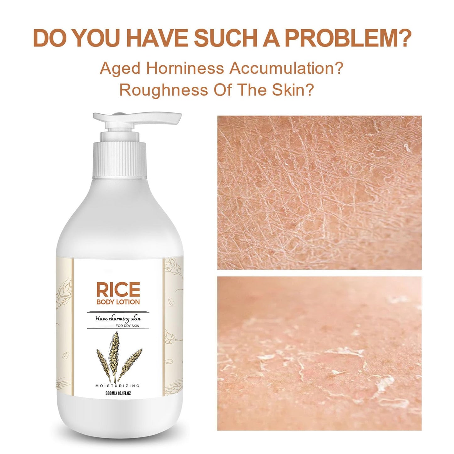 Grospe Rice Moisturizing Body Lotion for Women, Body Firming Moisturizer with Rice Extract for Dry Skin, Moisturizer Body Cream for Nourishing Non-Greasy Refreshing Quickly Absorbed 10.1 Fl Oz