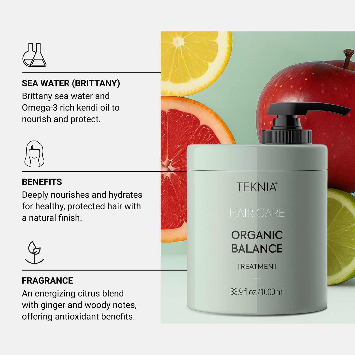 LAKMÉ Teknia Organic Balance Treatment, Hydrating Hair Mask, Deep Moisture Hair Treatment, 33.9 Fl Oz