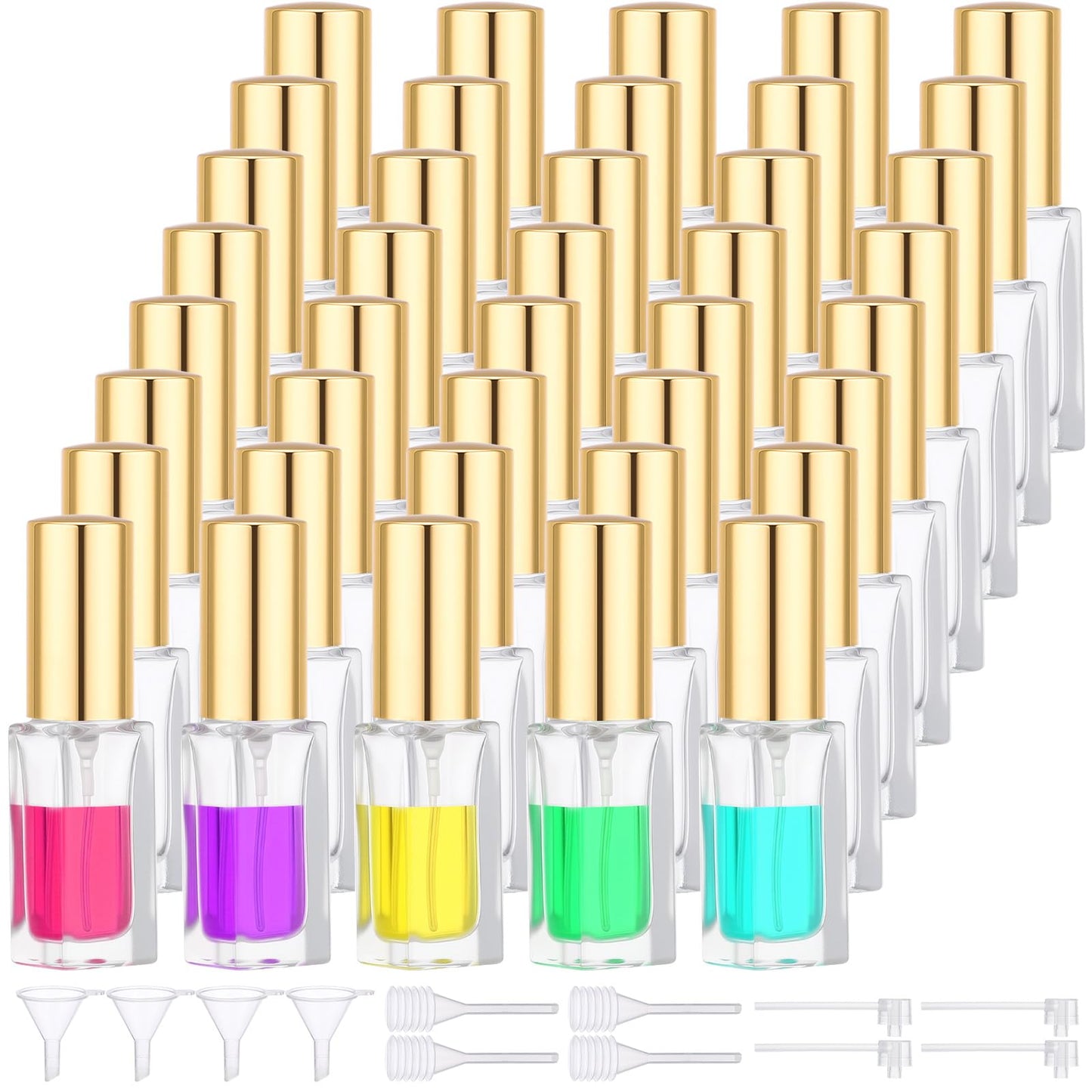 Segbeauty 40pcs 0.17oz Empty Atomizer Sprayer for Perfume, Bulk Glass Travel Bottles, Refillable Travel Cologne Sprayer with Perfume Refill Kit, 5ml Small Cologne Atomizer Mini Glass Spray Bottles