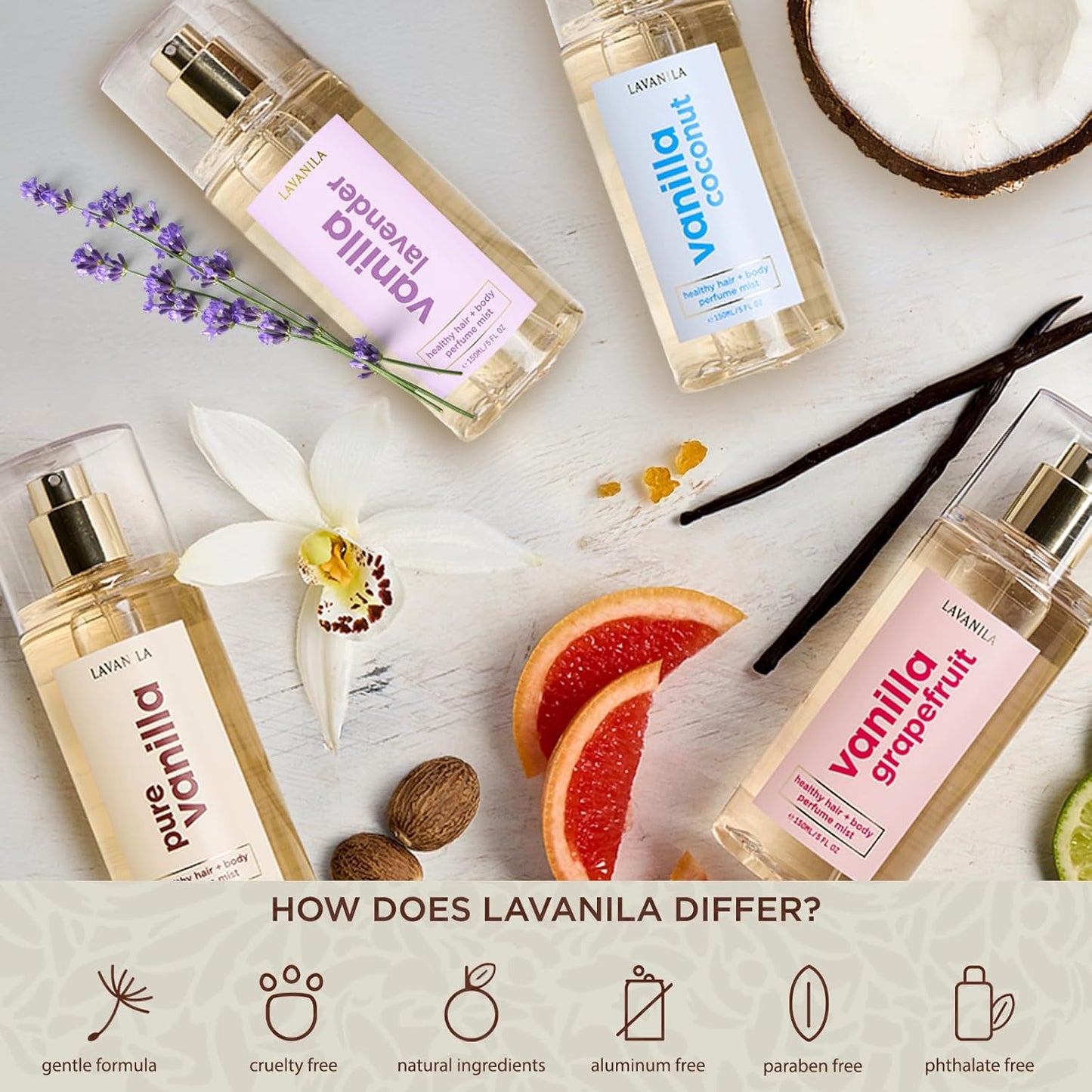 Lavanila Vanilla Grapefruit Hair & Body Mist - Citrusy Vanilla Fragrance for Women | 5 Oz Lightweight Spray
