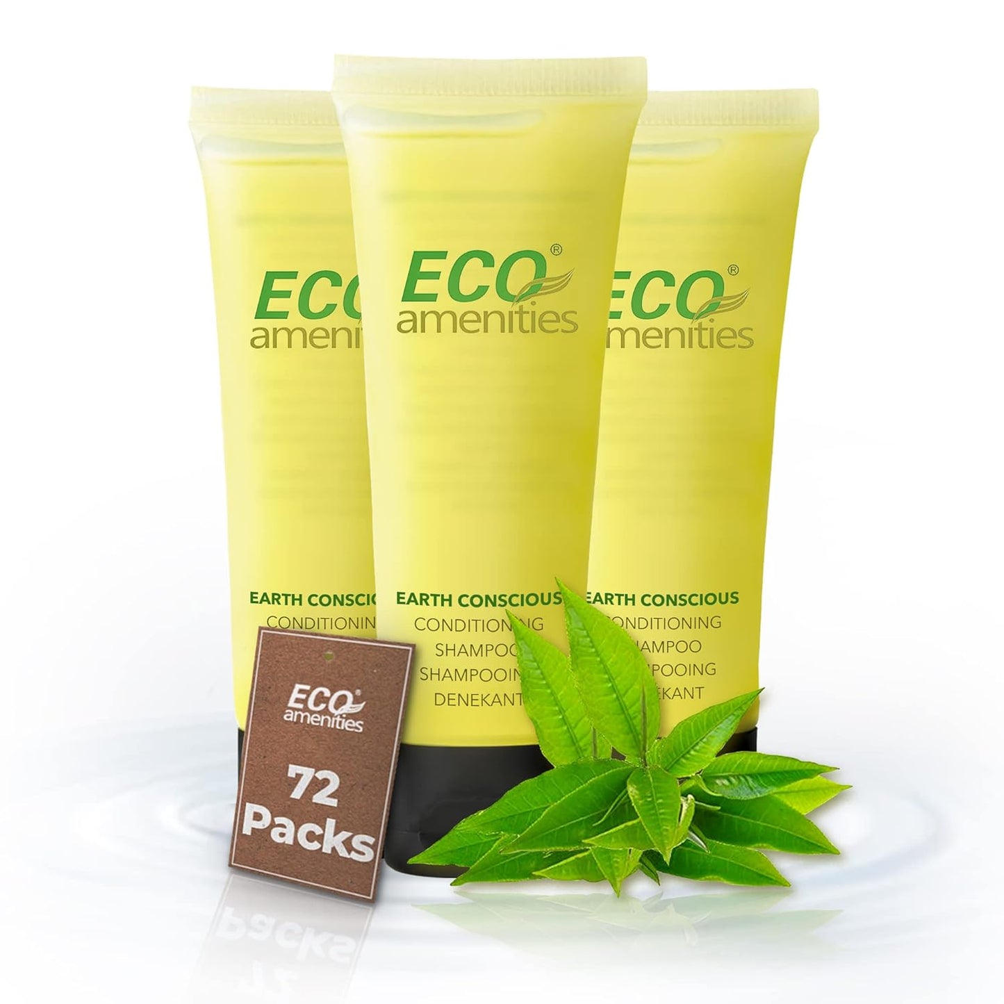Eco Amenities Mini Shampoo Tubes - Green Tea Scent | 1 fl oz (30 mL) | 72 Count Bulk Travel Toiletries