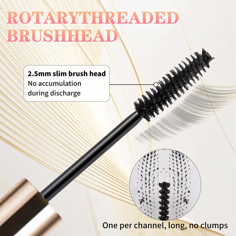Ultra-Fine Lengthening Waterproof Quick-Dry Mascara, 2026 New 3D Volumizing Mascara, Fine Brush Tip Quick Drying Smudge Proof No Clumping (Black)