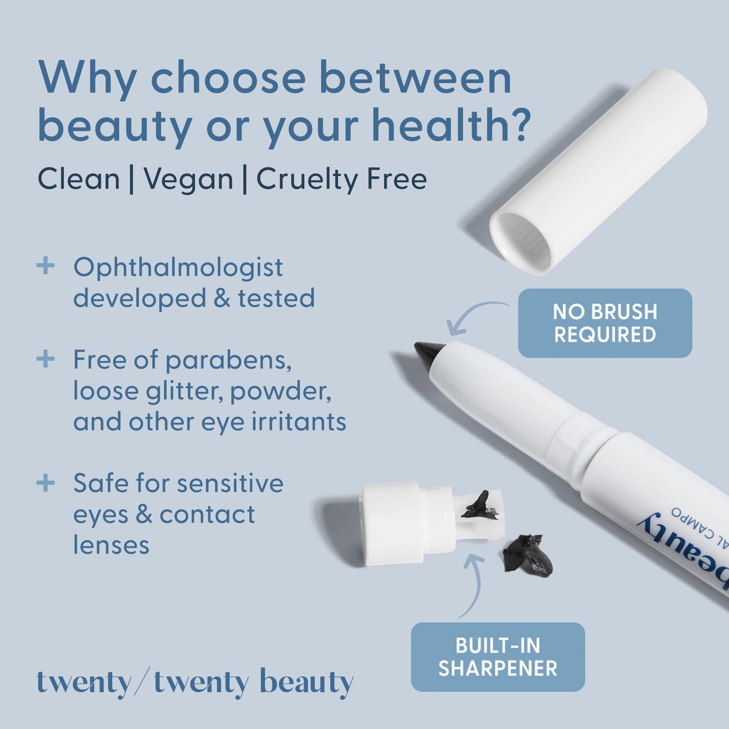 twenty/twenty beauty Visionary Eye Shadow Stick – Shimmer Cream Eye Shadow Pencil - Safe for Sensitive Eyes - Ophthalmologist Developed – Vegan, Cruelty-Free, Clean Ingredients (Starry Eyed)