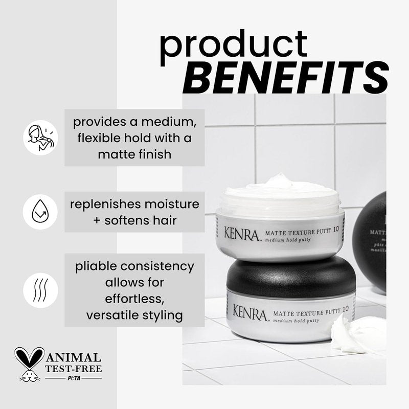 Kenra Matte Texture Putty 10 - Medium Hold Hair Styler for All Hair Types | Flexible Matte Finish & Moisture Replenishment