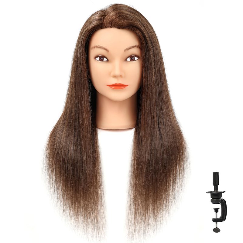 SOPHIRE 20-22 Inch Real Human Hair Mannequin Head - Hairdressers' Training & Cosmetology Doll | Dark Brown