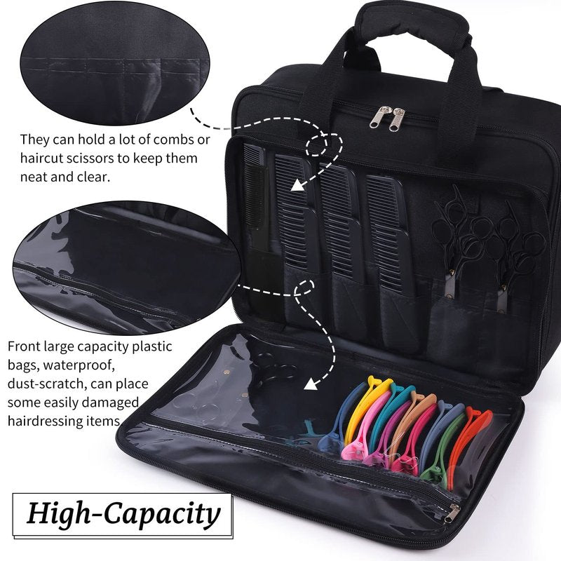 Barber Hairdryer Carrying Case - Hairstylist Travel Bag with Storage for Blow Dryer & Salon Equipment