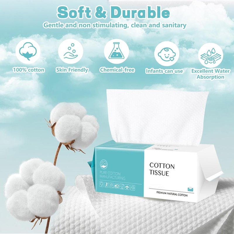 Disposable Face Towels - 600 Count Soft Cotton Facial Wipes for Skin Care & Makeup Removal | Multi-Purpose Cleansing