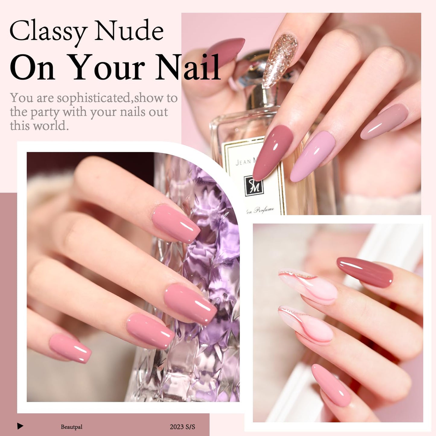 Larvall Beautpal Nude Gel Polish 10 Pcs All Seasons Skin Tones Gel Nail Polish Nude Pink Neutral UV Gel Polish Nail Set Salon DIY Manicure Gift Set