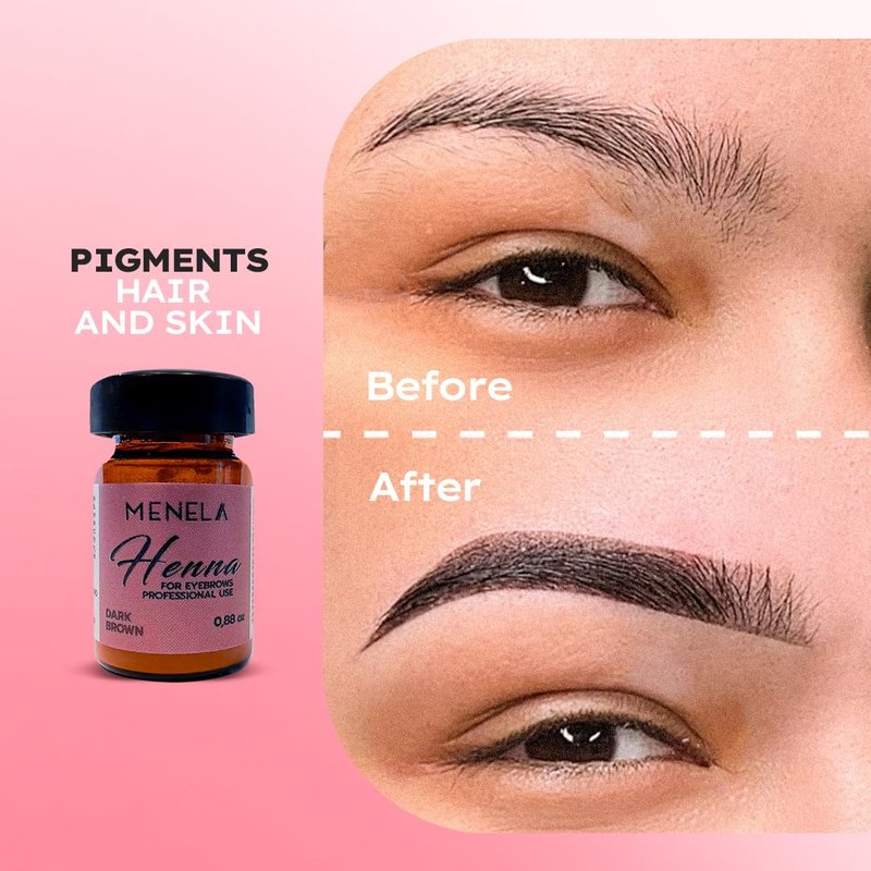 MENELA Eyebrow Henna Tint Kit - Black - Brow Color with Bamboo Extract - Natural Look, Easy Application - 2.5g Henna + 15ml Fixer - Ammonia-Free, Vegan (Black)