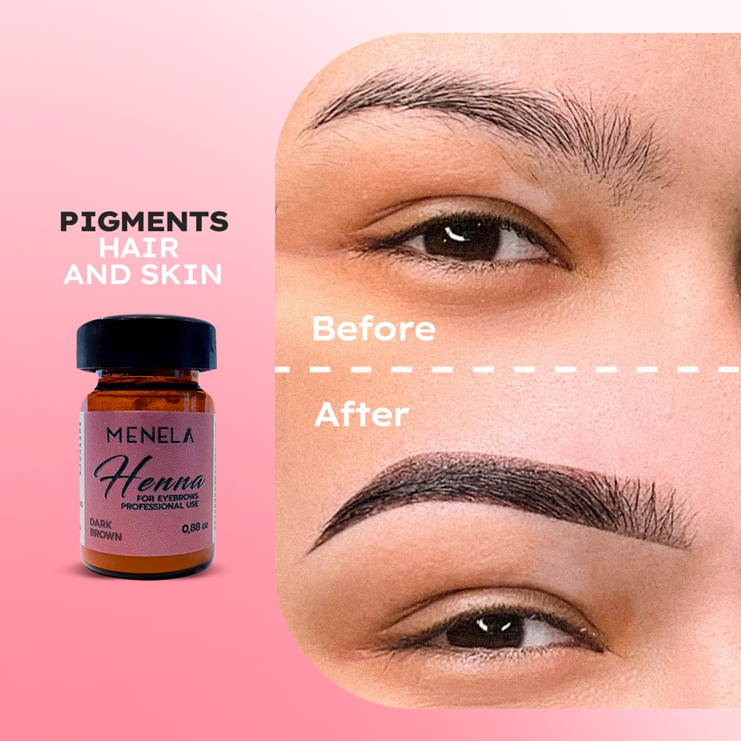 MENELA Eyebrow Henna Tint Kit - Black - Brow Color with Bamboo Extract - Natural Look, Easy Application - 2.5g Henna + 15ml Fixer - Ammonia-Free, Vegan (Black)