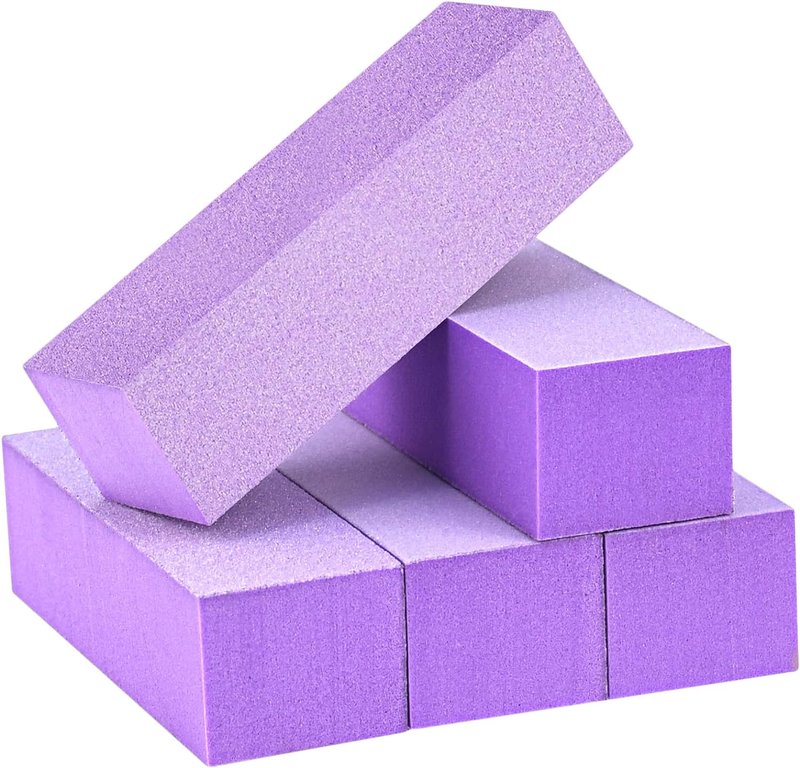 Maryton Nail Buffer Block - Medium/Fine Grit 100/180 Finishing Buffers for Acrylic & Gel Nails | 5 Count (Purple)