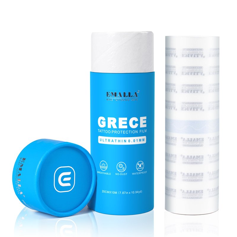 Emalla GRECE Tattoo Aftercare Bandage, Waterproof Second Skin Tattoo Cover Up Tape Patch 8" x 11 Yards Roll Flexible Tattoo Bandage for Healing Skin 0.01mm Tattoo Protection Film Tattoo Supplies