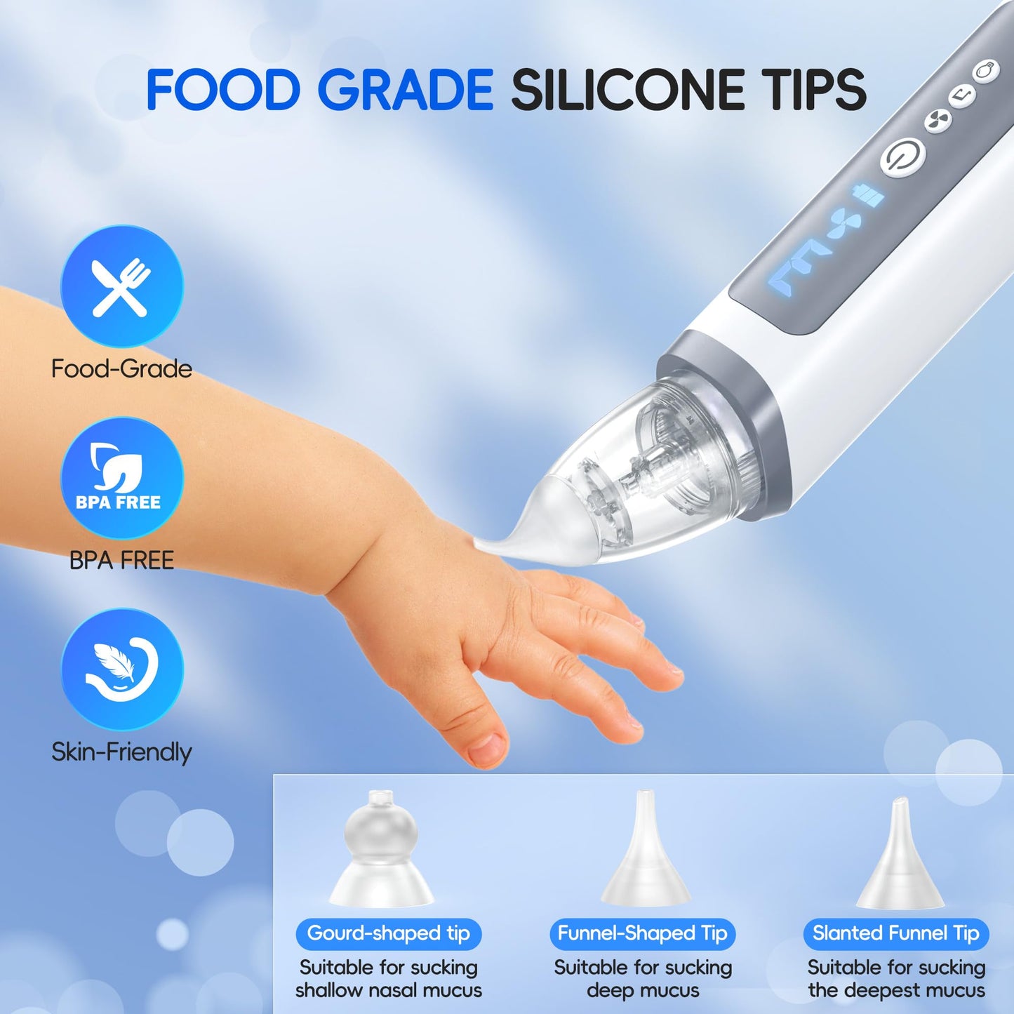 Medcodes Nasal Aspirator for Baby, Electric Nose Sucker for Baby & Toddler, Congestion Relief with 3 Levels Suction,Soothing Light & Nursery Rhymes (Large A)