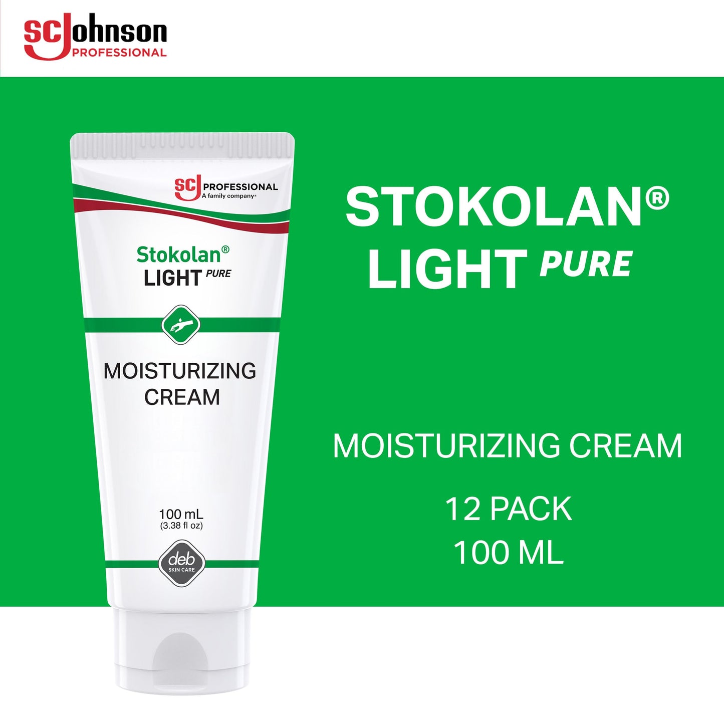 SC Johnson Professional STOKOLAN Light Pure Post Work Hand Cream 100ml, 3.3814 Fl Oz (Pack Of 12)