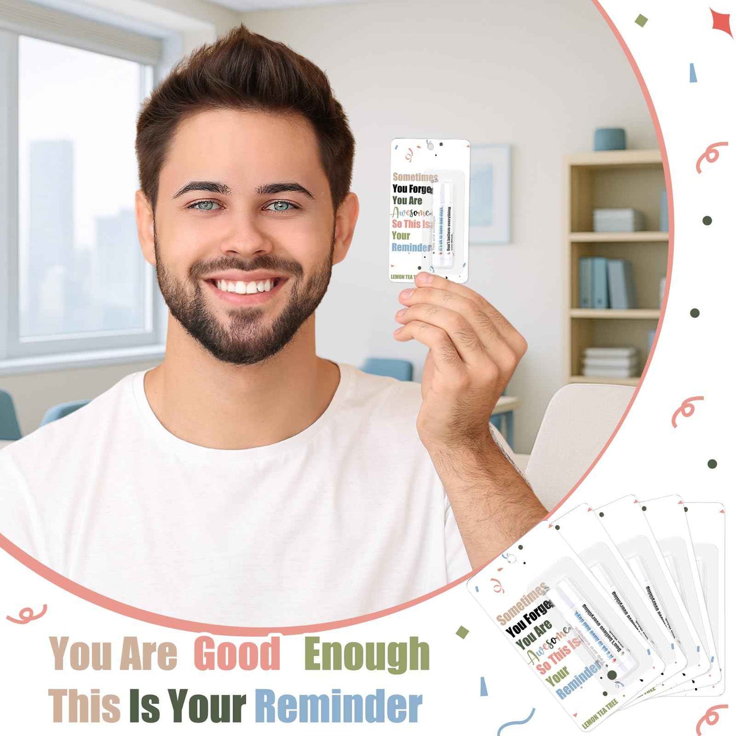 Swiffen 24 Pcs Christmas Bulk Gift for Coworkers Inspirational Appreciation Lip Balms Lemon Flavor with Funny Thank You Card Gift for Employee Staff